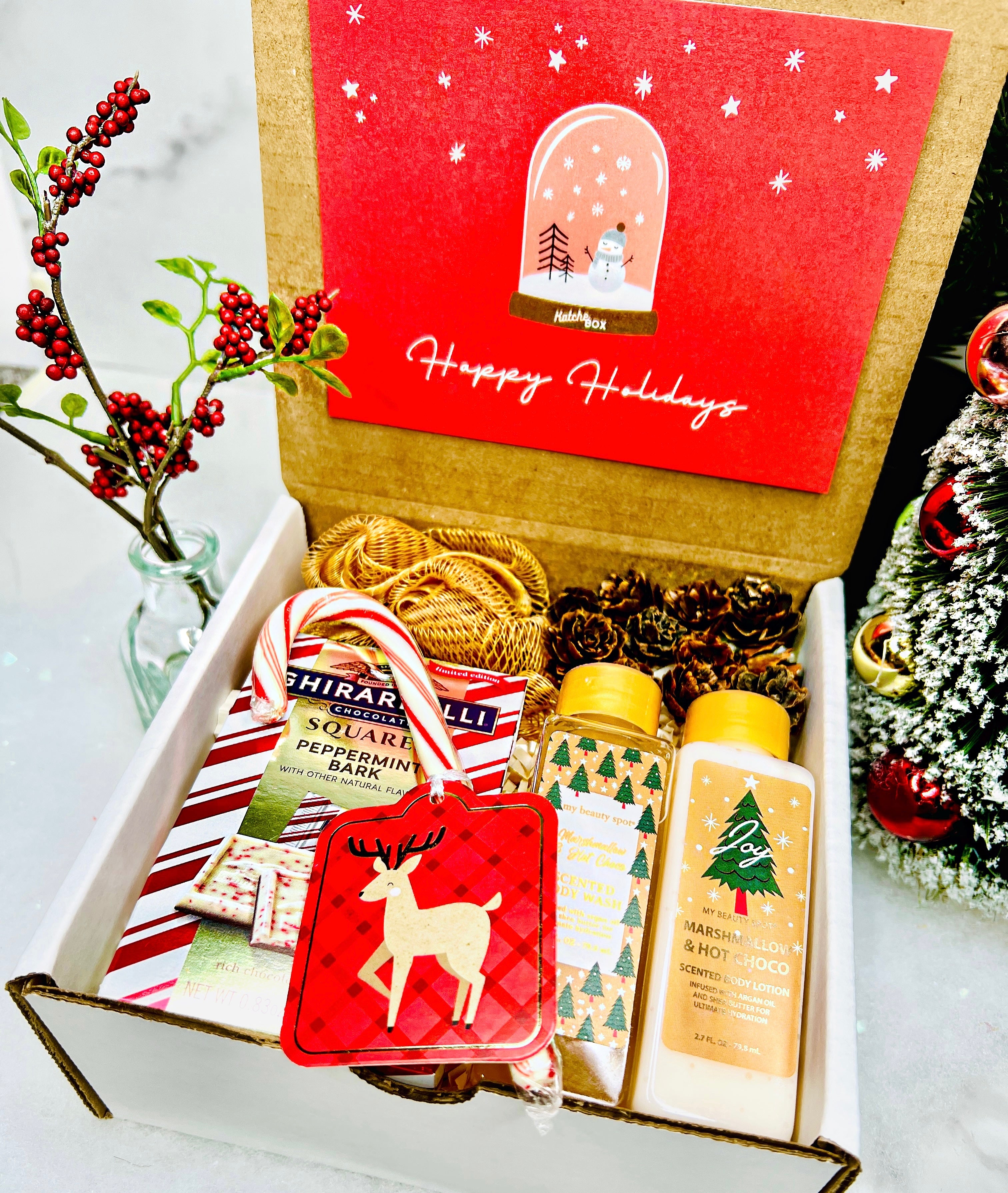 Happy Holidays! Flavored Coffee Gift Box w/Treats & Accessories